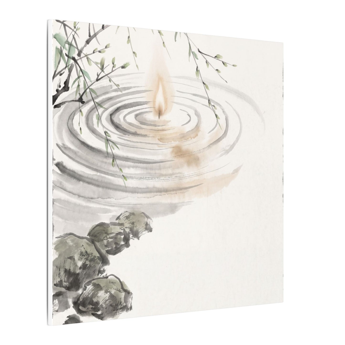 Water Ripple Sumi E Canvas Art | Tranquil Zen Art