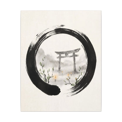 Spring Torii Gate Enso Canvas Art | Tranquil Decor