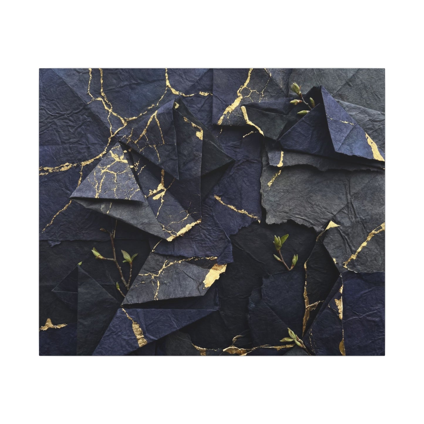 Beautiful Paper Fold Canvas Art - Crackle Gold Kintsugi