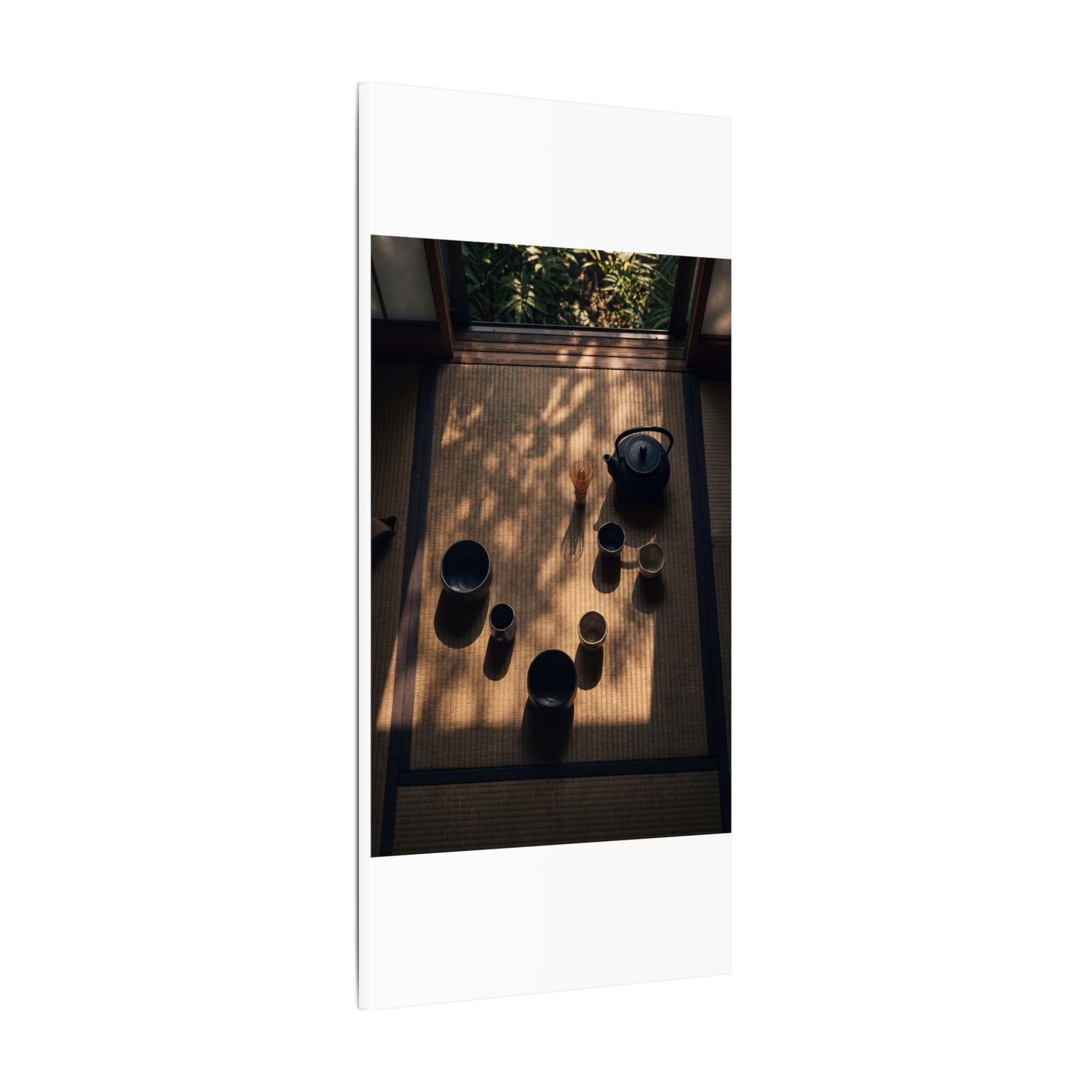 Shibui Tea Ceremony Canvas Art - Dark Japandi Shadow Zen