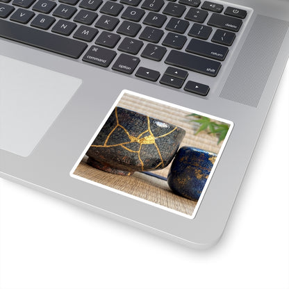 Kintsugi Tea Ceremony in Dawn | Crackle Gold Sticker