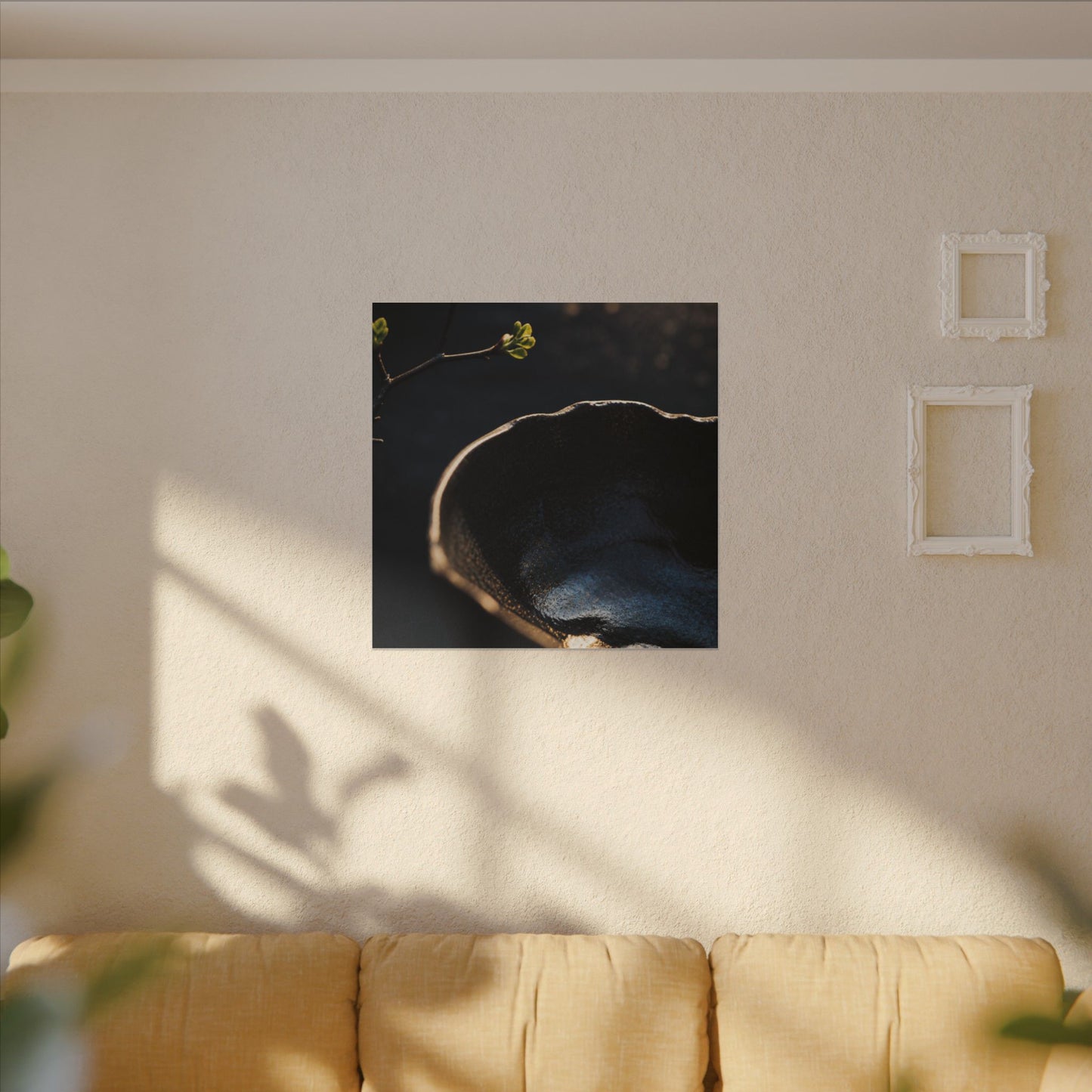 Ma Ceramic Bowl Canvas Art - Dark Japandi Shadow Zen