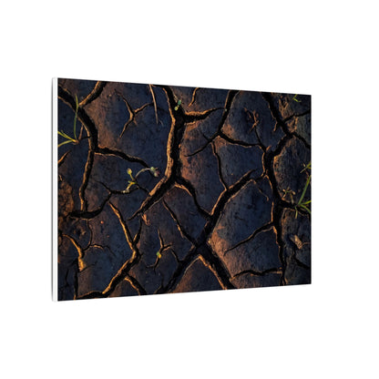 Cracked Earth Moody Minimal Canvas Art | Luxurious Dark Japandi Art
