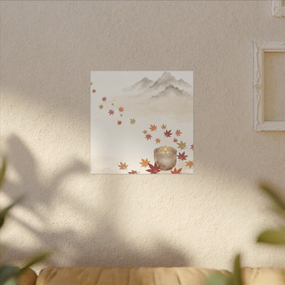 Earthy Mountain Mist Canvas Art - Japanese Pattern Japandi