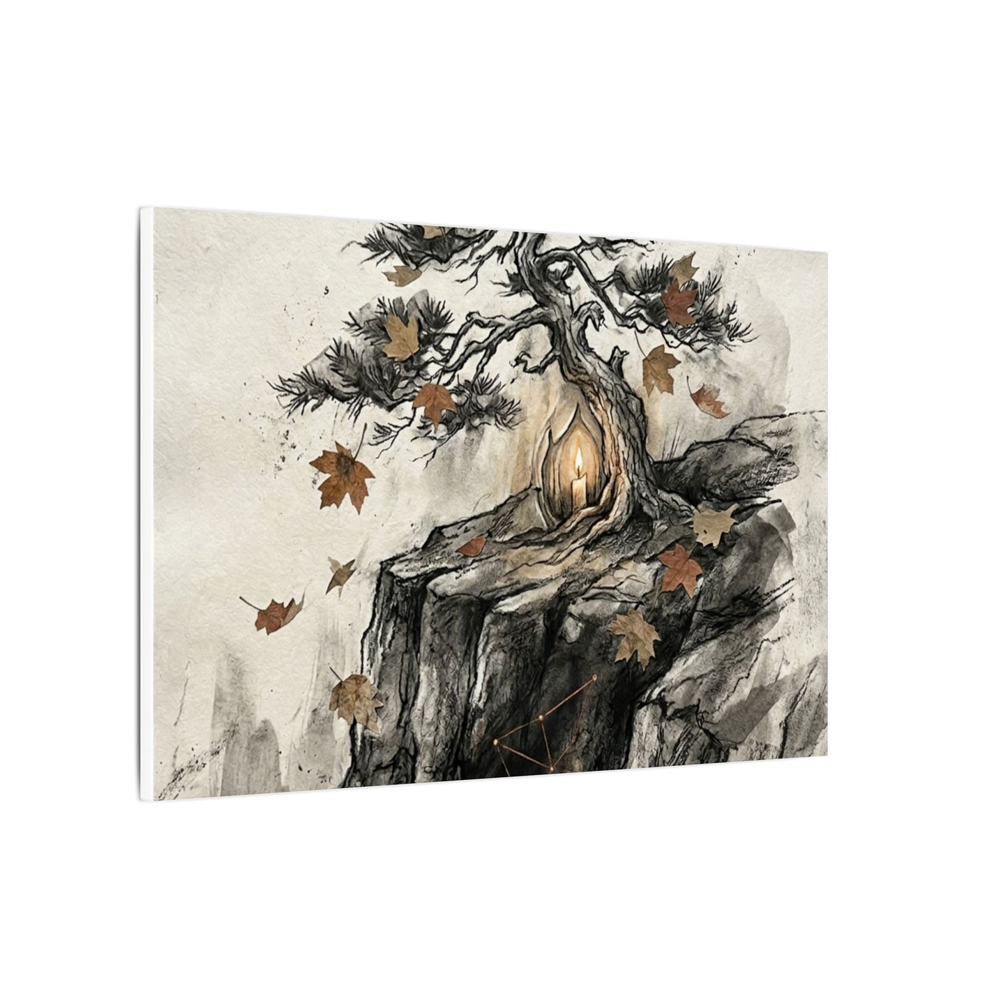 Pine Tree Autumn Canvas Art | Japandi Earthy Design