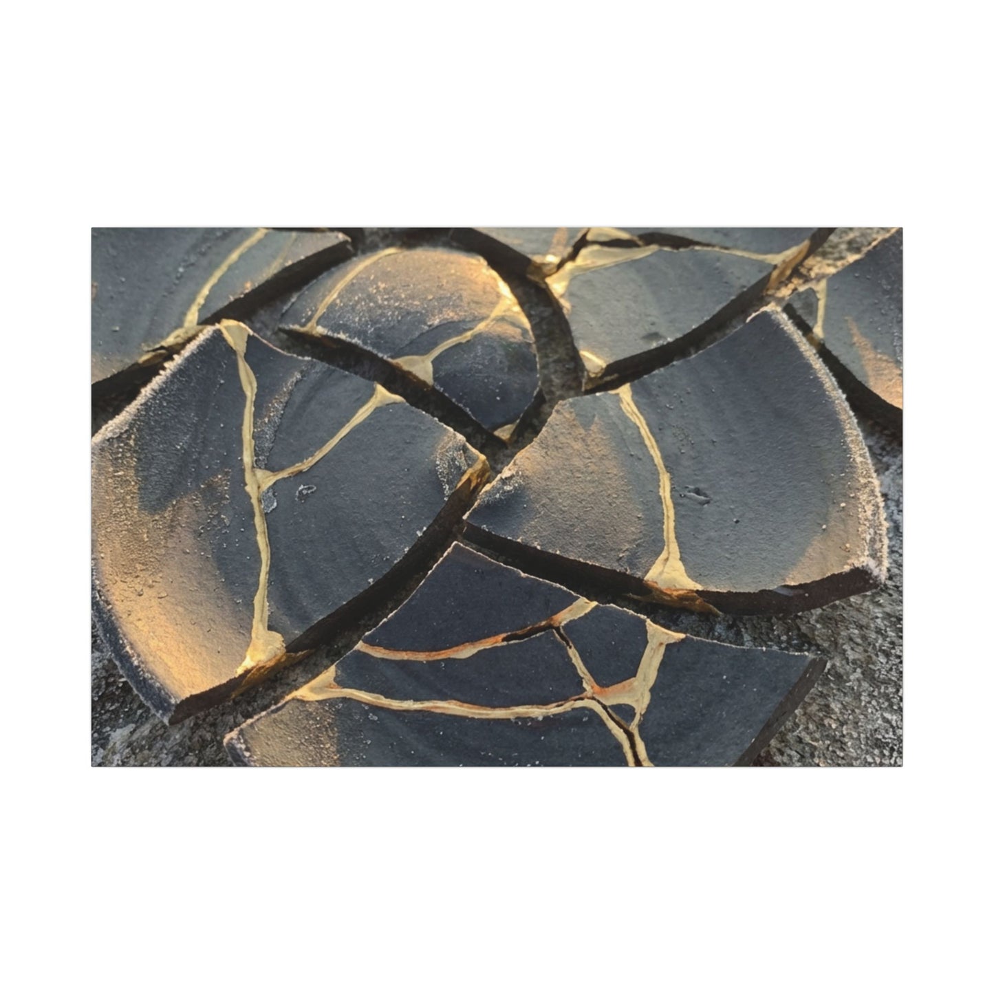 Broken Pottery Winter Canvas Art | Kintsugi Resilient Design Art Print