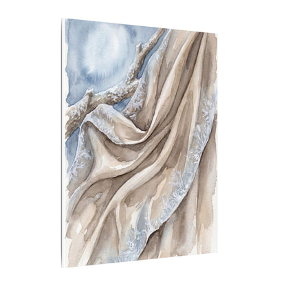 Silk Drape Winter Canvas Art | Japandi Cozy Design