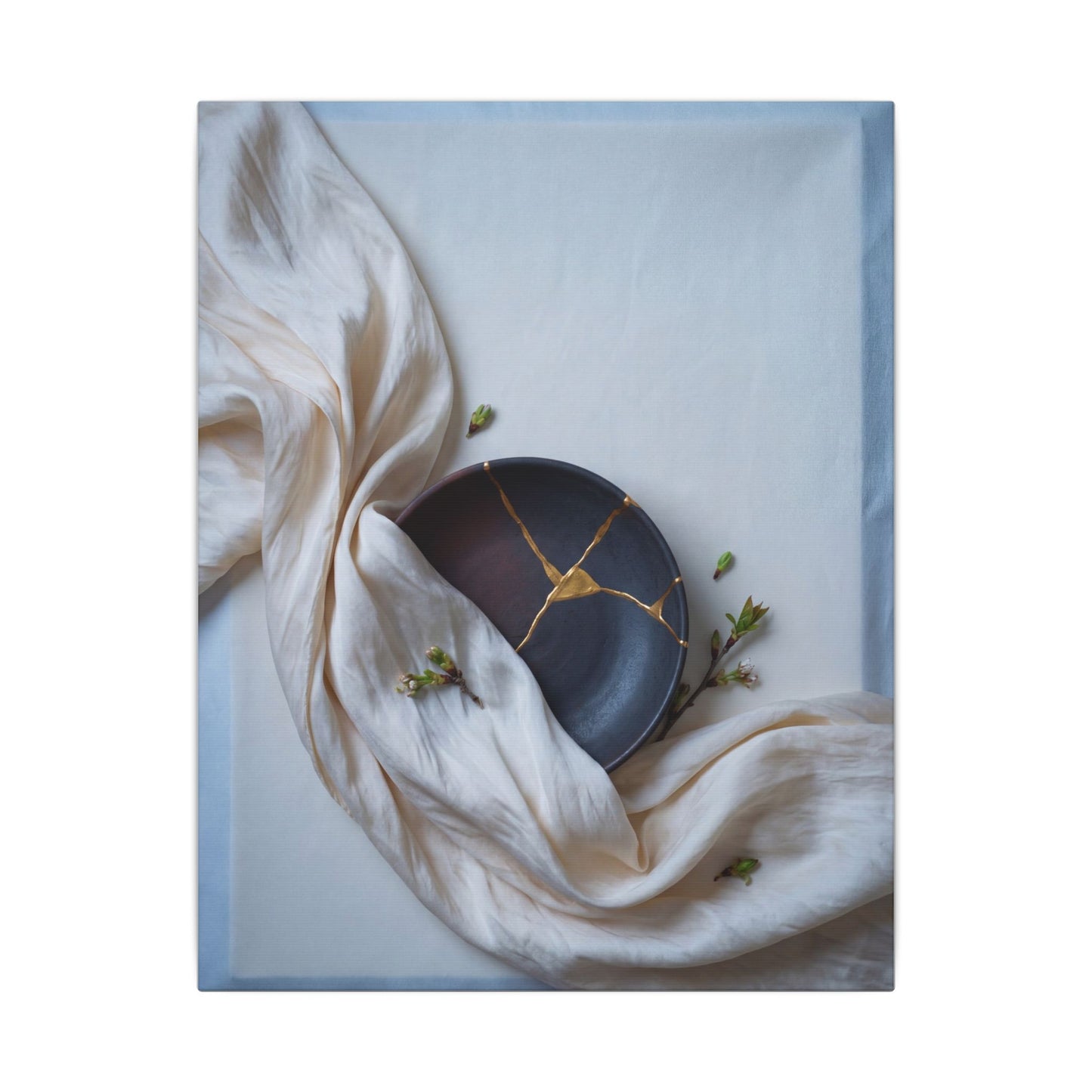 Ma Silk Drape Canvas Art - Kintsugi Gold Repair