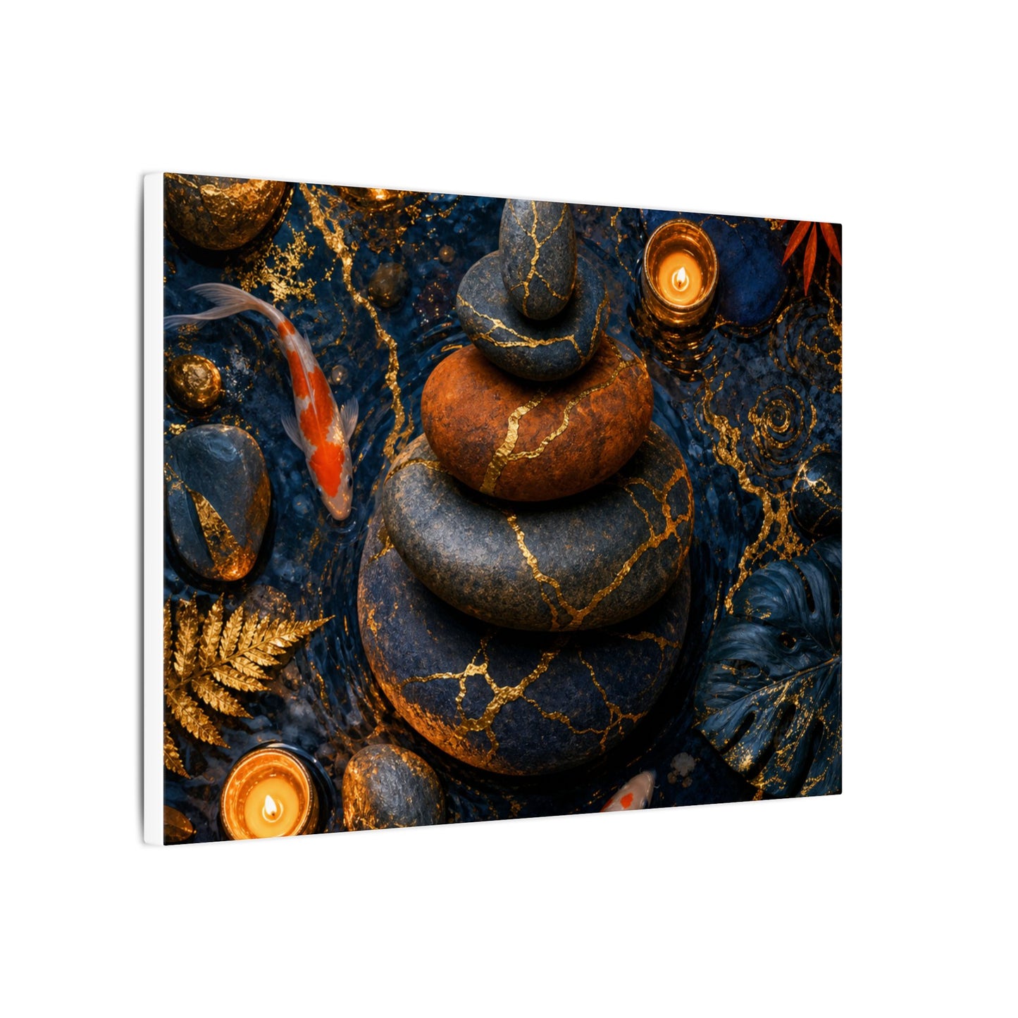 Summer River Stones Gold Vein Canvas Art | Resilient Decor