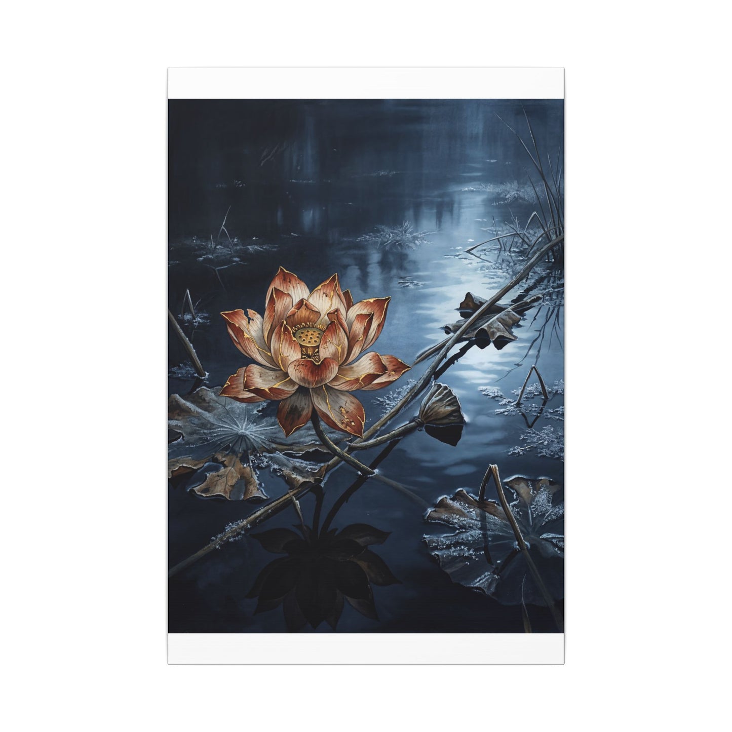Winter Lotus Flower Broken Beauty Canvas Art | Healing Decor