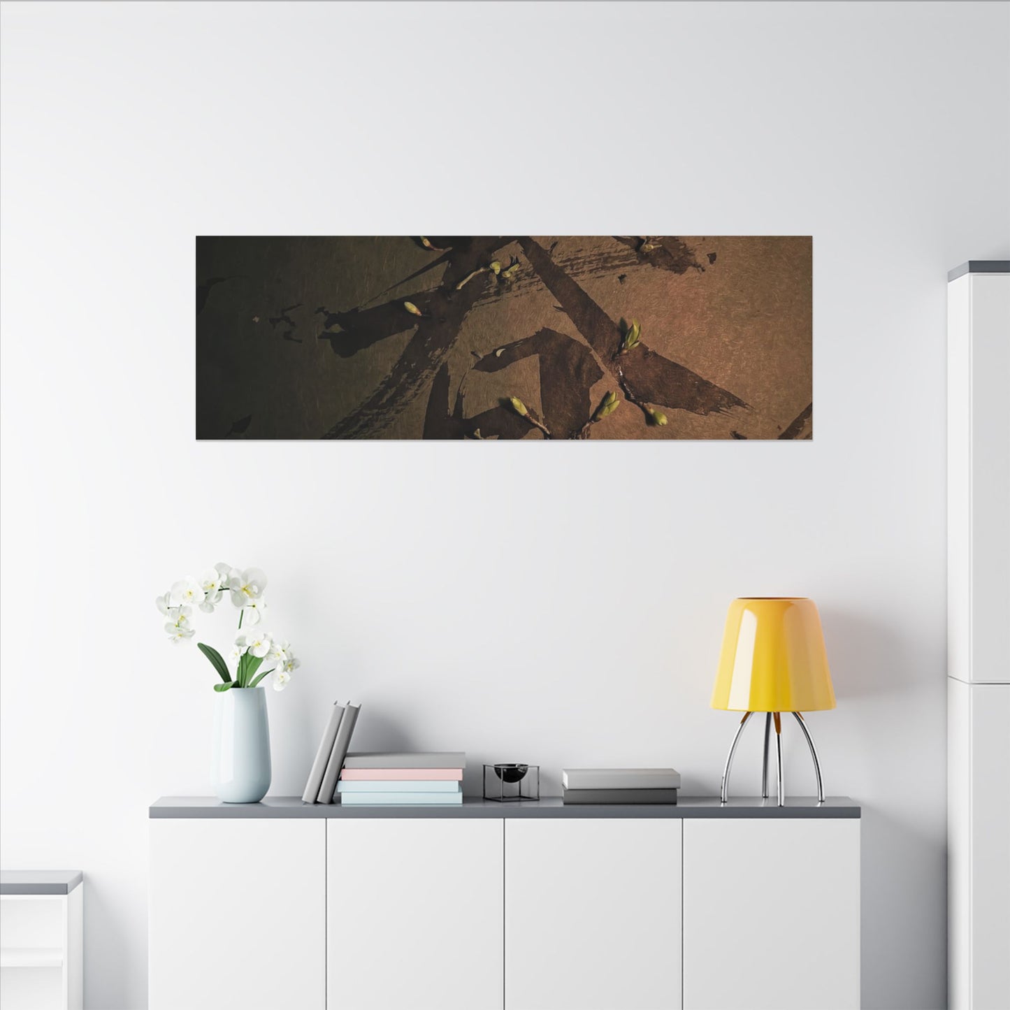 Calligraphy Shadow Zen Canvas Art | Bold Dark Japandi Art