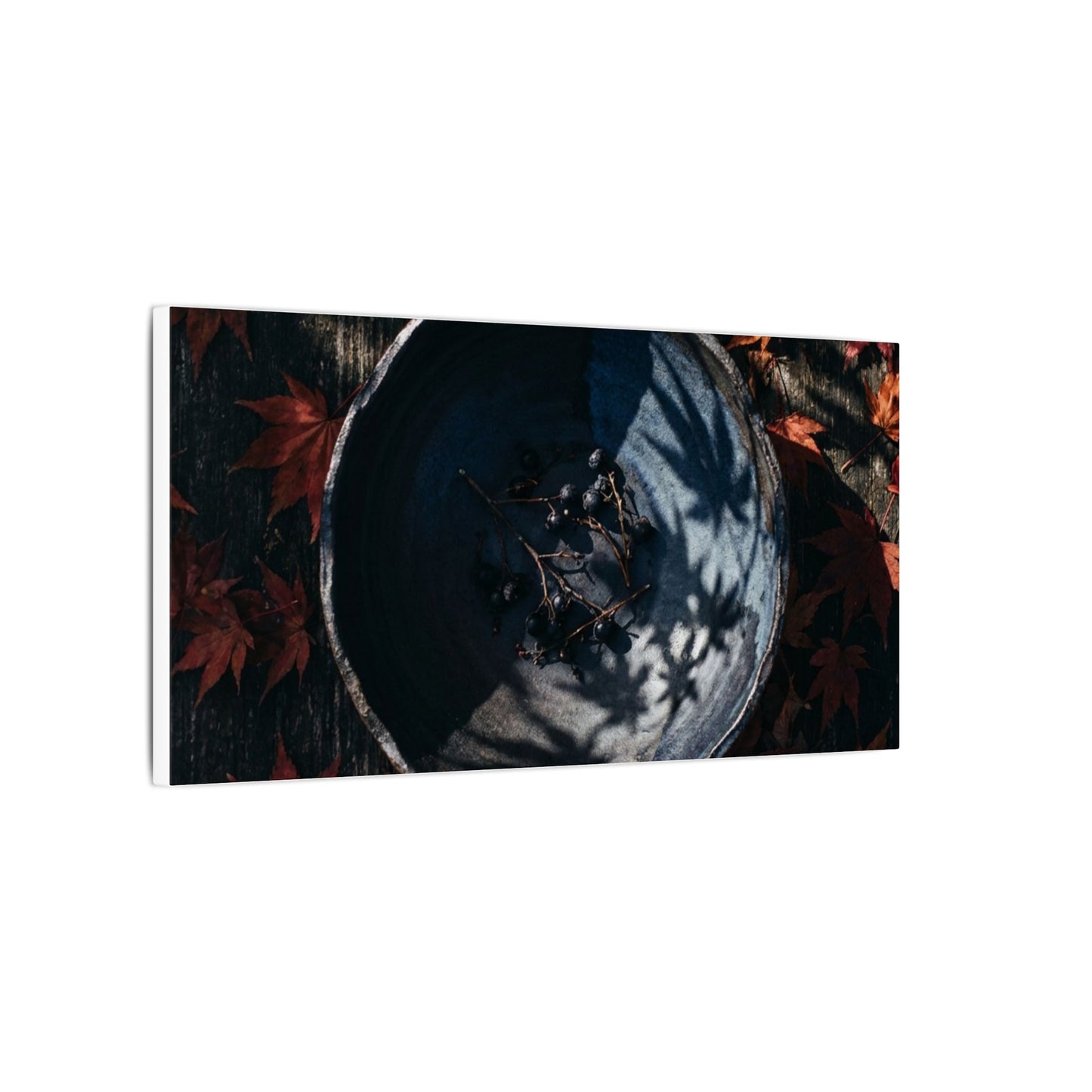 Autumn Ceramic Bowl Shadow Zen Canvas Art | Bold Decor