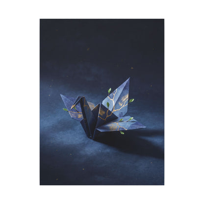 Kintsugi Paper Fold in Moonlight | Crackle Gold Canvas Art