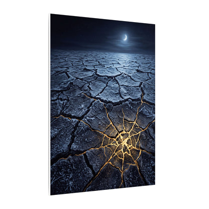 Moonlight Cracked Earth Canvas Art - Kintsugi Mono No Aware