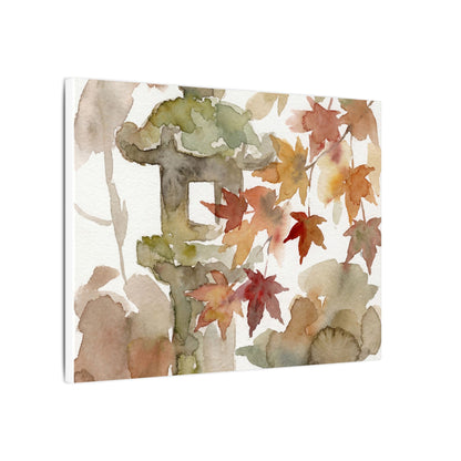 Stone Lantern Watercolor Canvas Art | Earthy Japandi Art