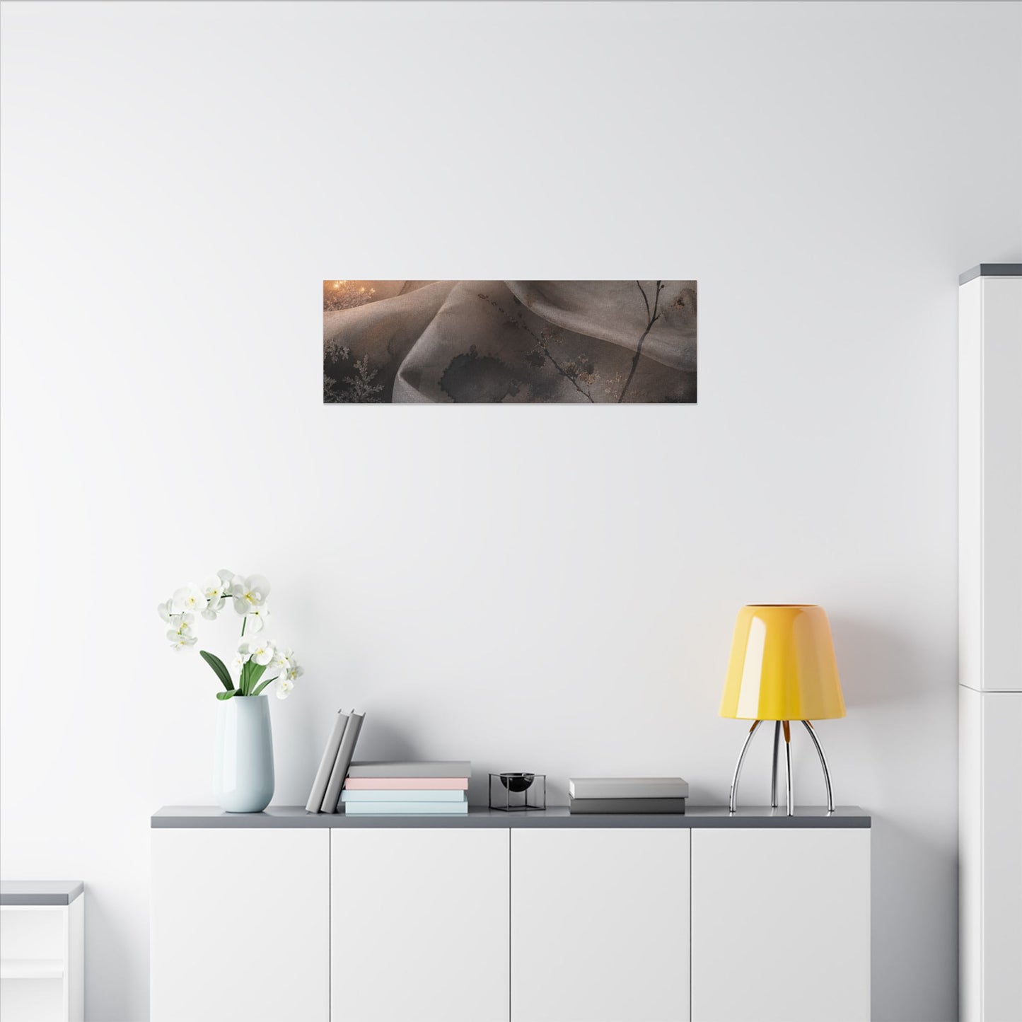 Japandi Silk Drape in Candlelight | Watercolor Canvas Art
