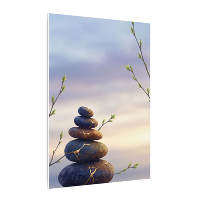 Spring River Stones Gold Vein Canvas Art | Philosophical Decor