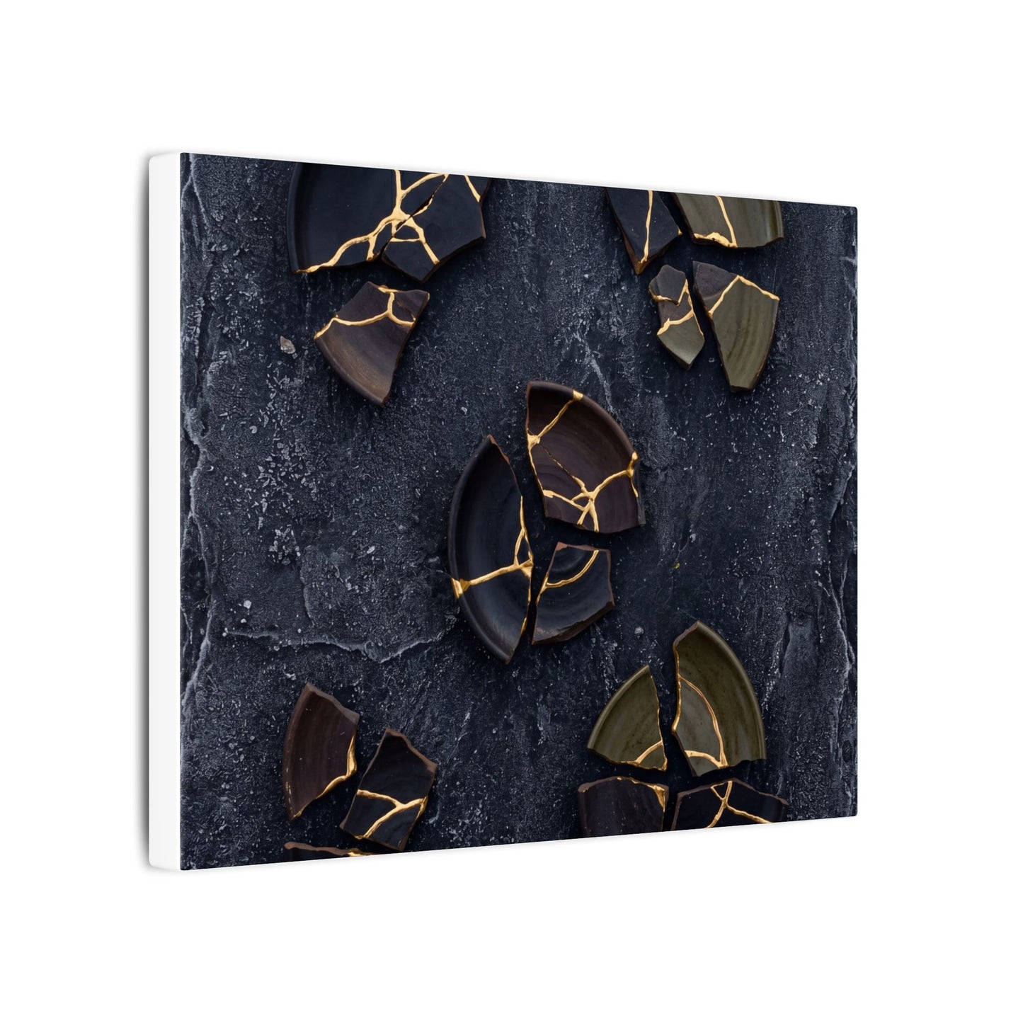 Broken Pottery Canvas Art | Winter Dark Japandi Shadow Zen Art
