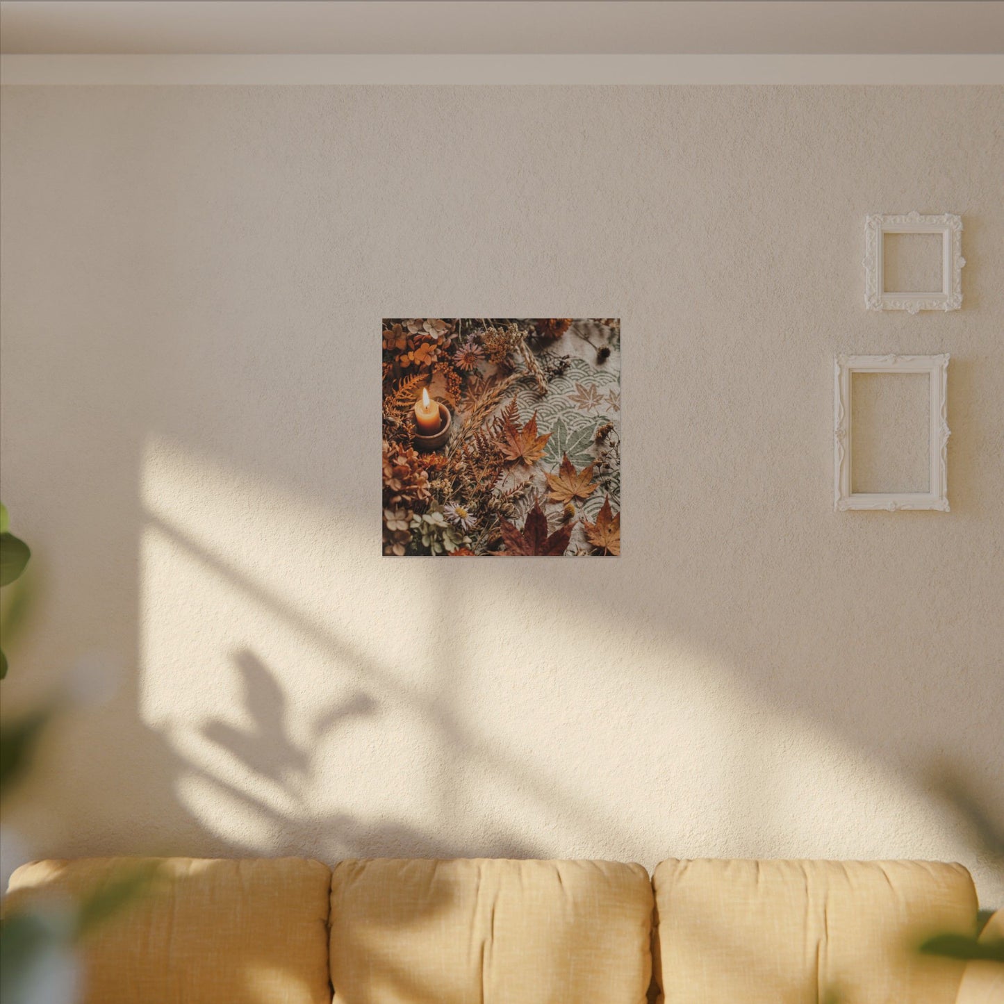 Candlelight Dried Flowers Canvas Art - Japandi Seijaku
