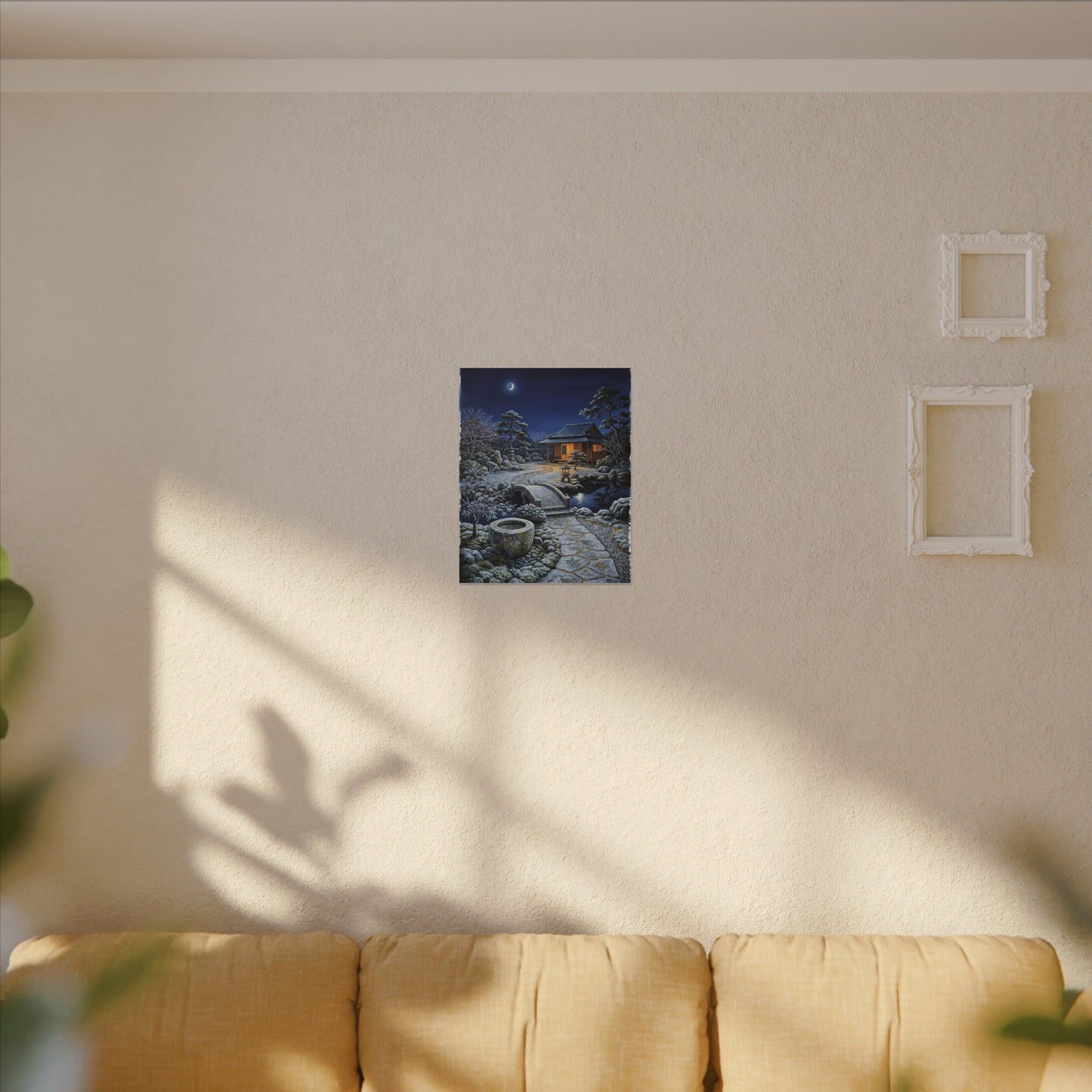 Moonlit Garden Winter Canvas Art | Kintsugi Artful Design
