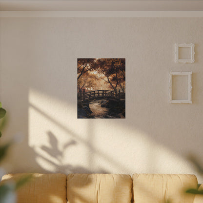 Autumn Wooden Bridge Gold Vein Canvas Art | Resilient Decor