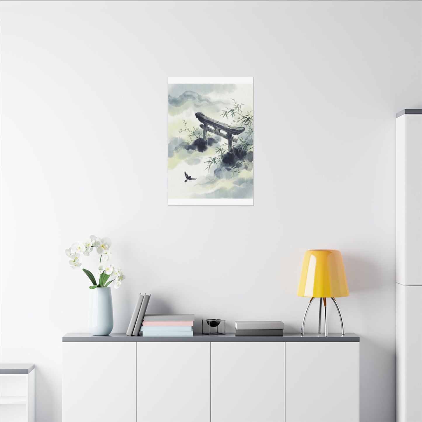Torii Gate Sumi E Canvas Art | Serene Zen Art