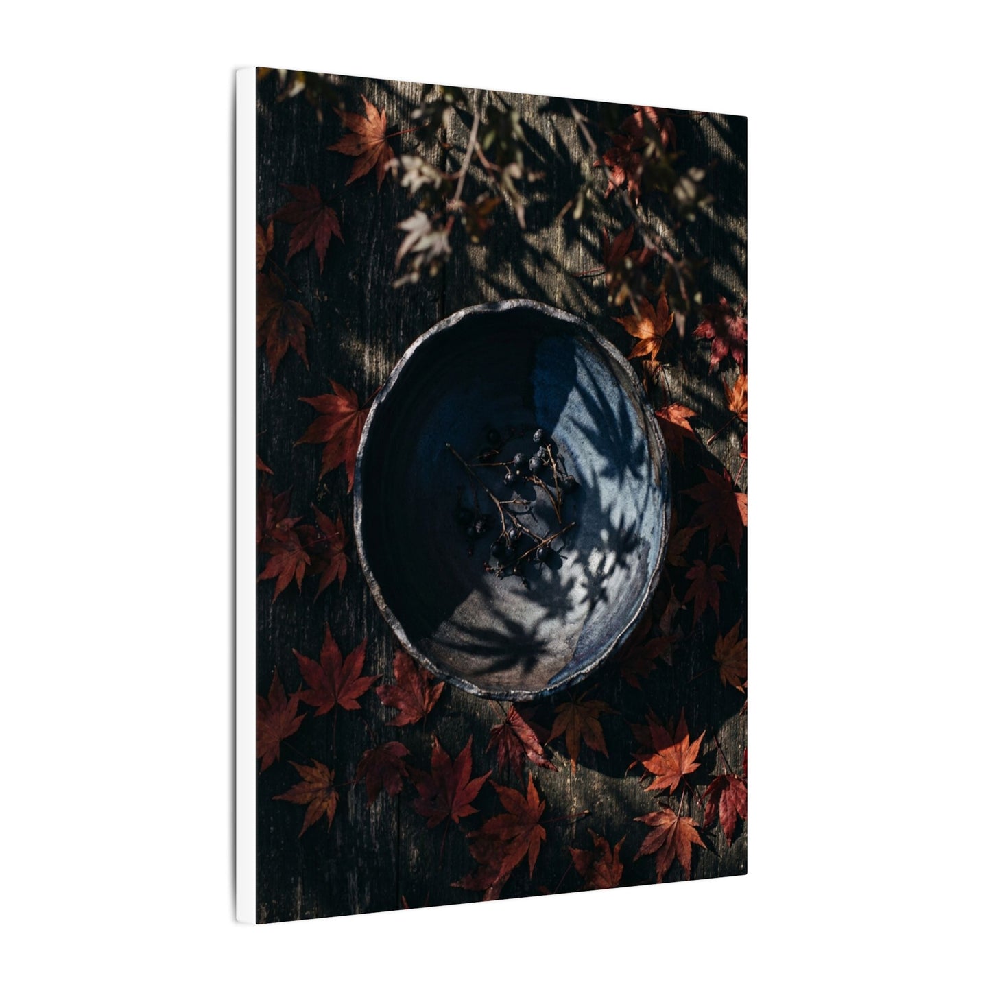 Autumn Ceramic Bowl Shadow Zen Canvas Art | Bold Decor