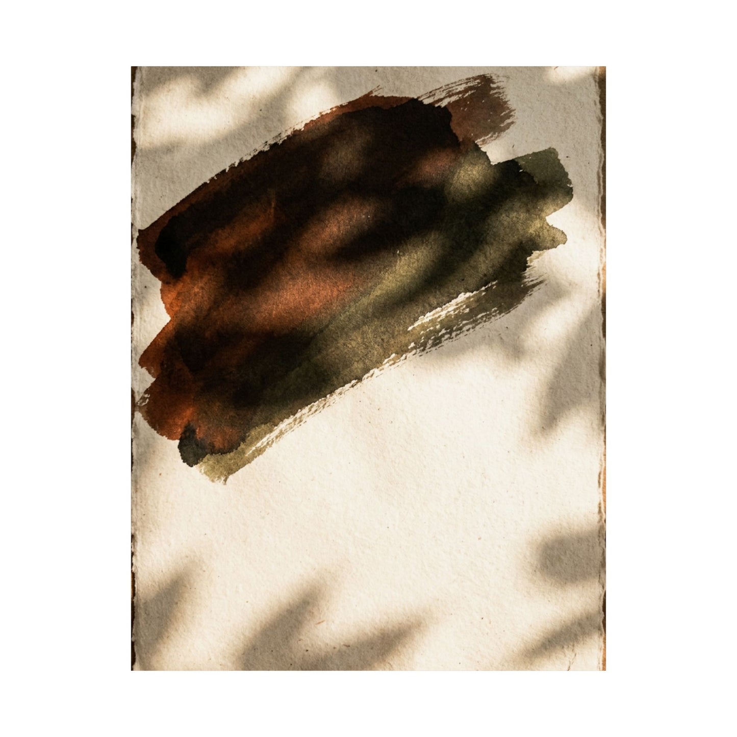 Dark Japandi Ink Brushstroke in Dappled | Moody Minimal Wall Art Print
