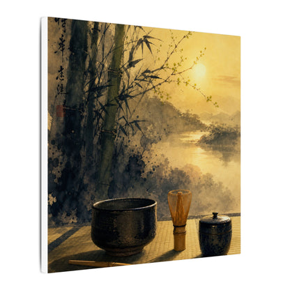 Tea Ceremony Sumi E Canvas Art | Contemplative Zen Art