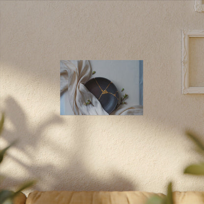 Ma Silk Drape Canvas Art - Kintsugi Gold Repair