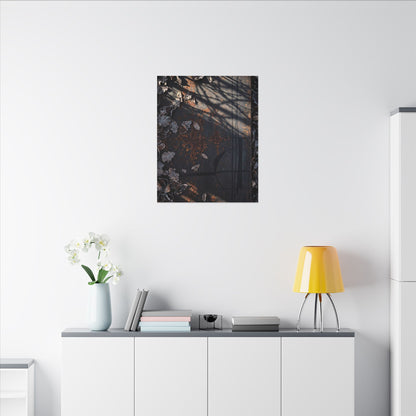 Shibui Rust Patina Canvas Art - Dark Japandi Charcoal Ink
