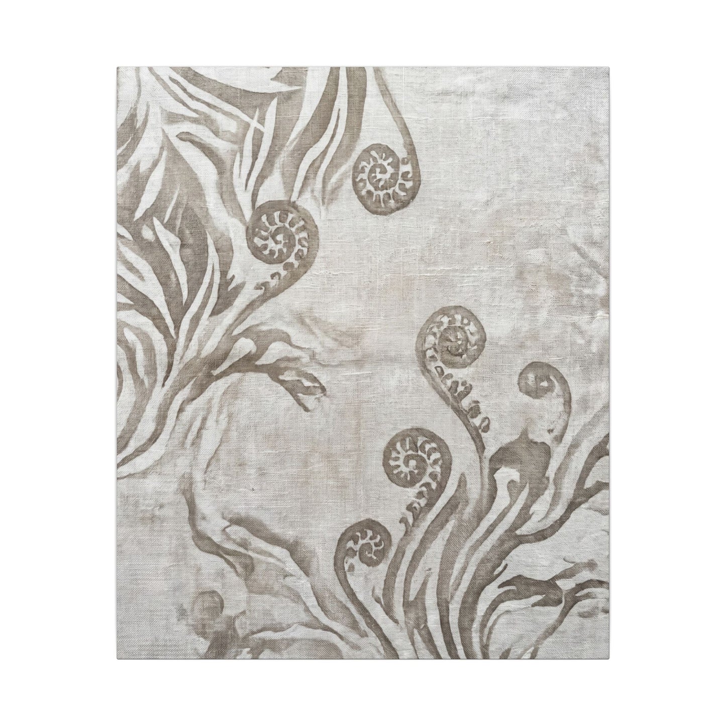 Japandi Fern Unfurling in Overcast | Japanese Pattern Canvas Art