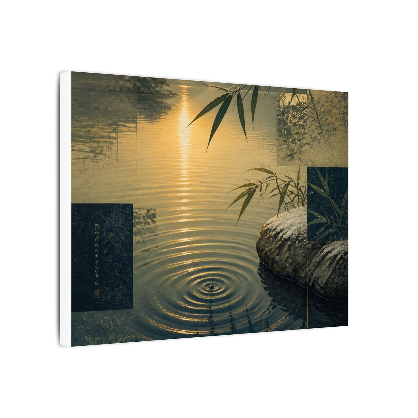 Zen Water Ripple in Golden Hour | Ukiyo E Inspired Canvas Art