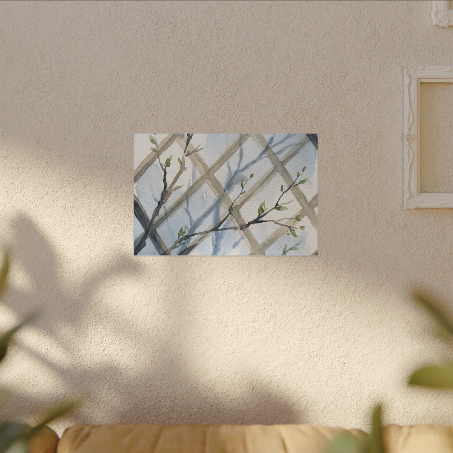 Shoji Screen Canvas Art | Spring Japandi Watercolor Art