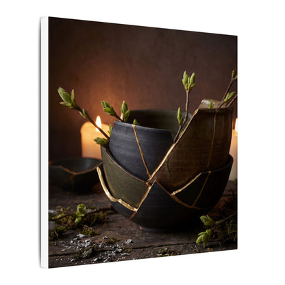 Broken Pottery Spring Canvas Art | Dark Japandi Luxurious Design
