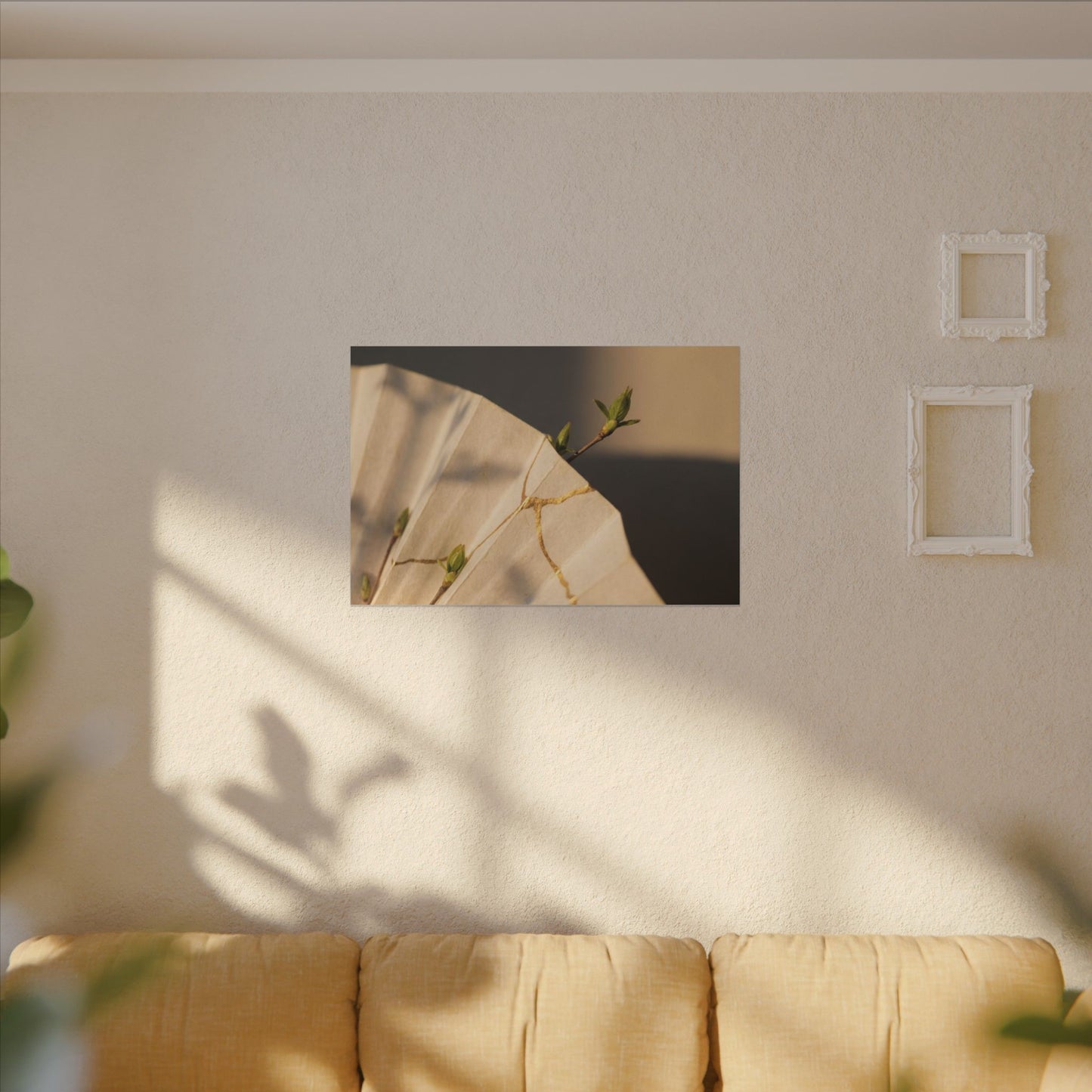Paper Fold Gold Vein Canvas Art | Healing Kintsugi Art