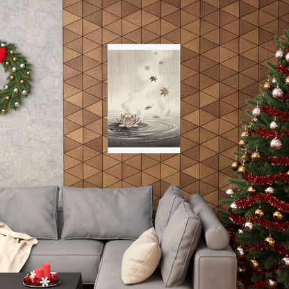 Lotus Flower Wall Art Print | Autumn Zen Ukiyo E Inspired Art
