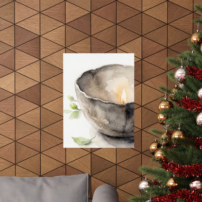 Spring Ceramic Bowl Watercolor Wall Art Print | Earthy Decor