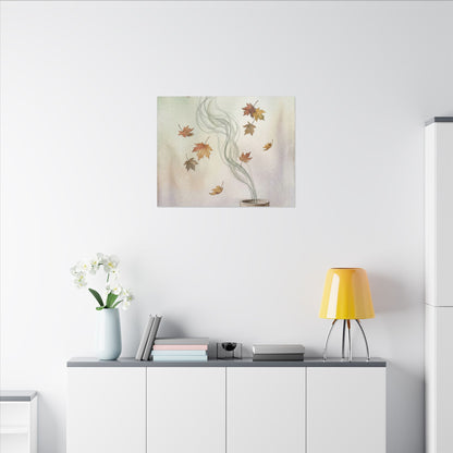 Incense Smoke Canvas Art | Autumn Japandi Watercolor Art
