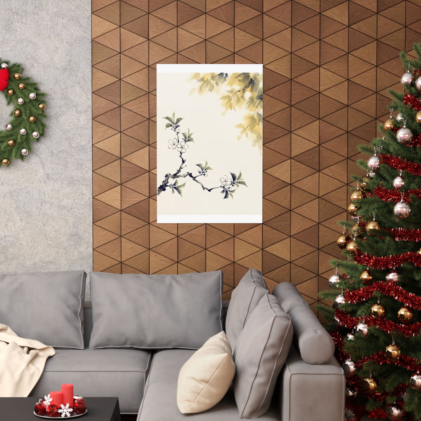 Zen Cherry Blossom in Golden Hour | Sumi E Wall Art Print
