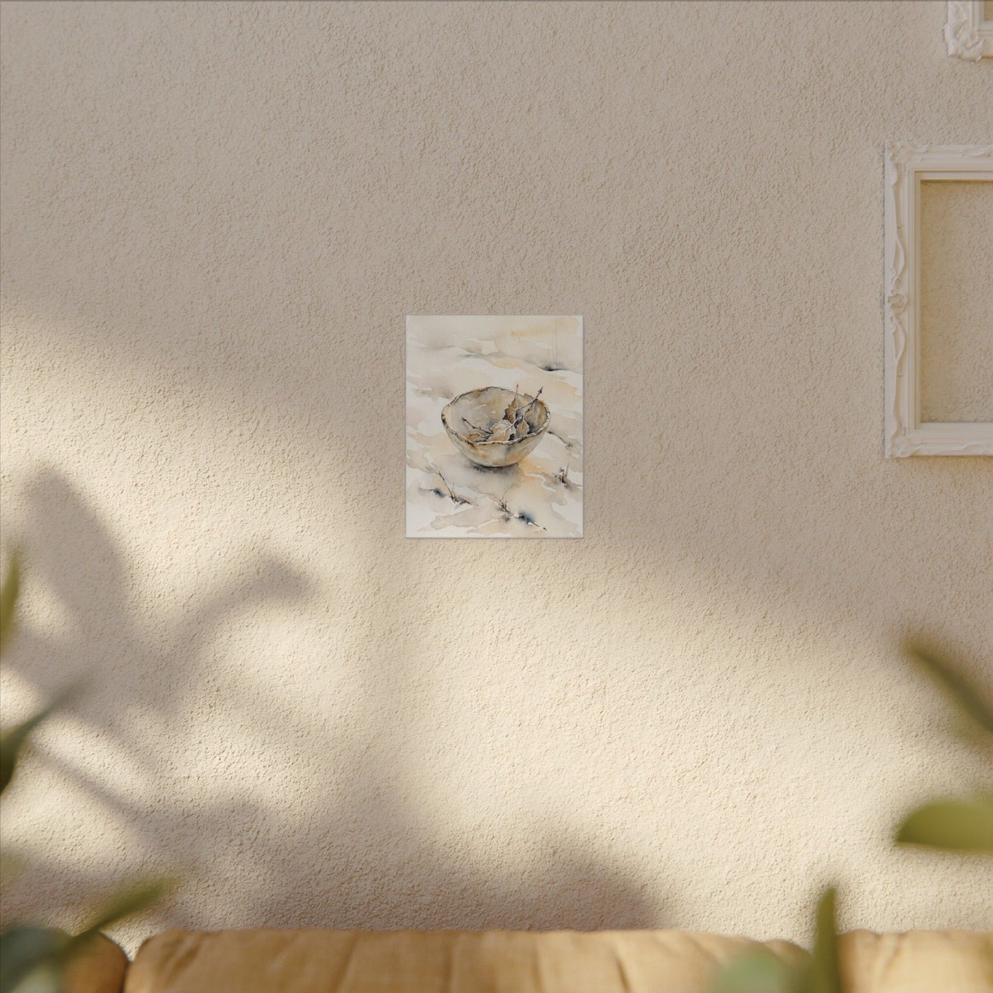 Ceramic Bowl Canvas Art | Winter Japandi Watercolor Art