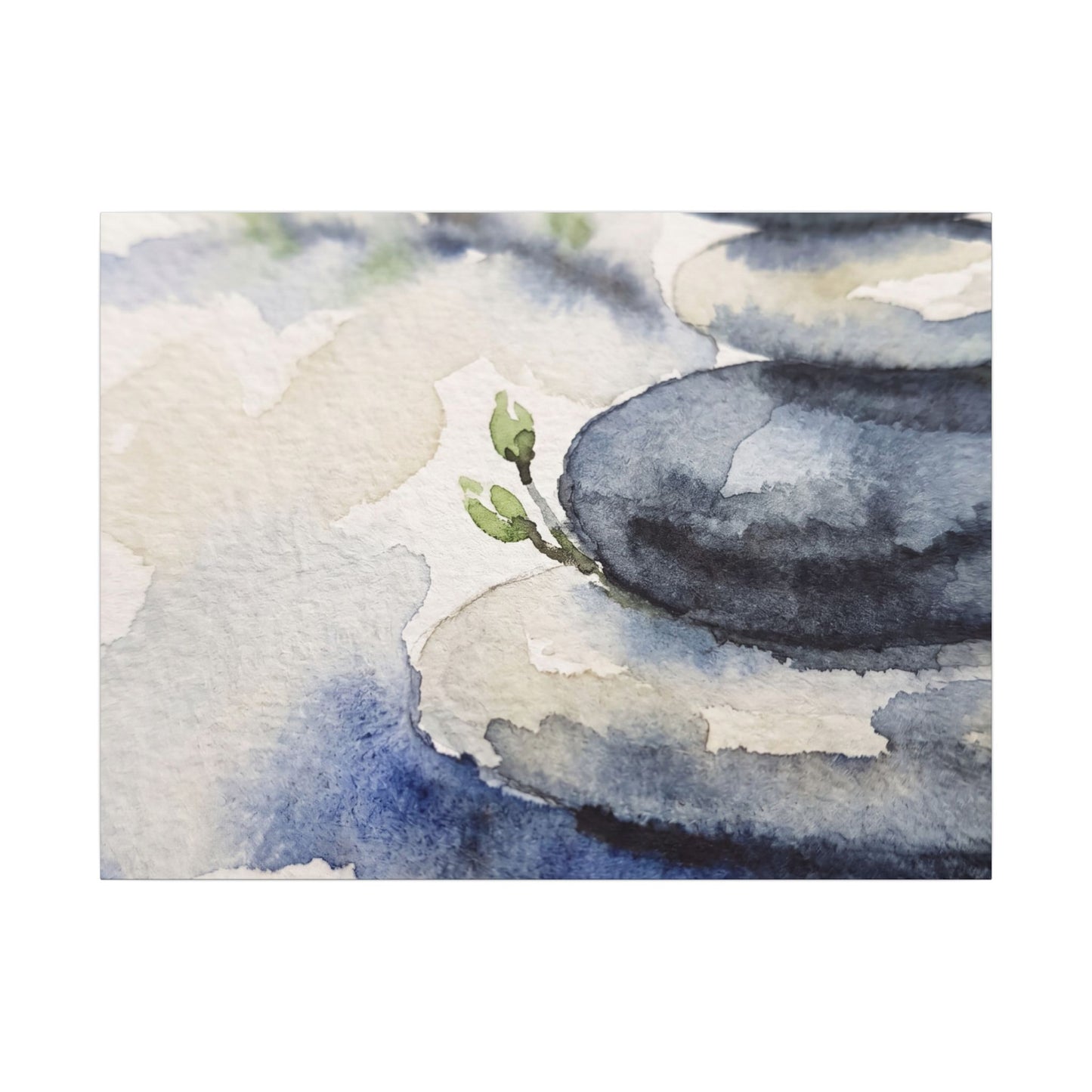 River Stones Watercolor Canvas Art | Cozy Japandi Art