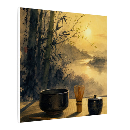 Tea Ceremony Sumi E Canvas Art | Contemplative Zen Art