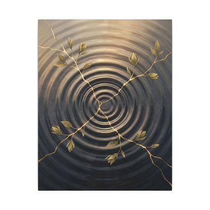 Kanso Water Ripple Canvas Art - Kintsugi Gold Vein