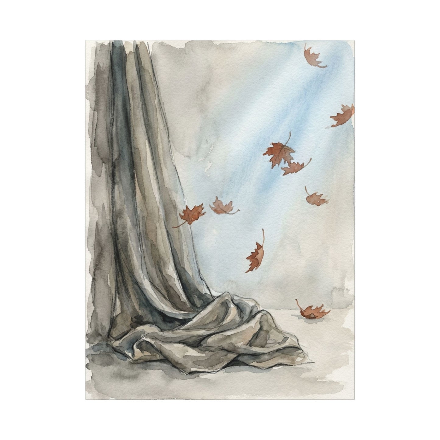 Ma Silk Drape Canvas Art - Japandi Watercolor