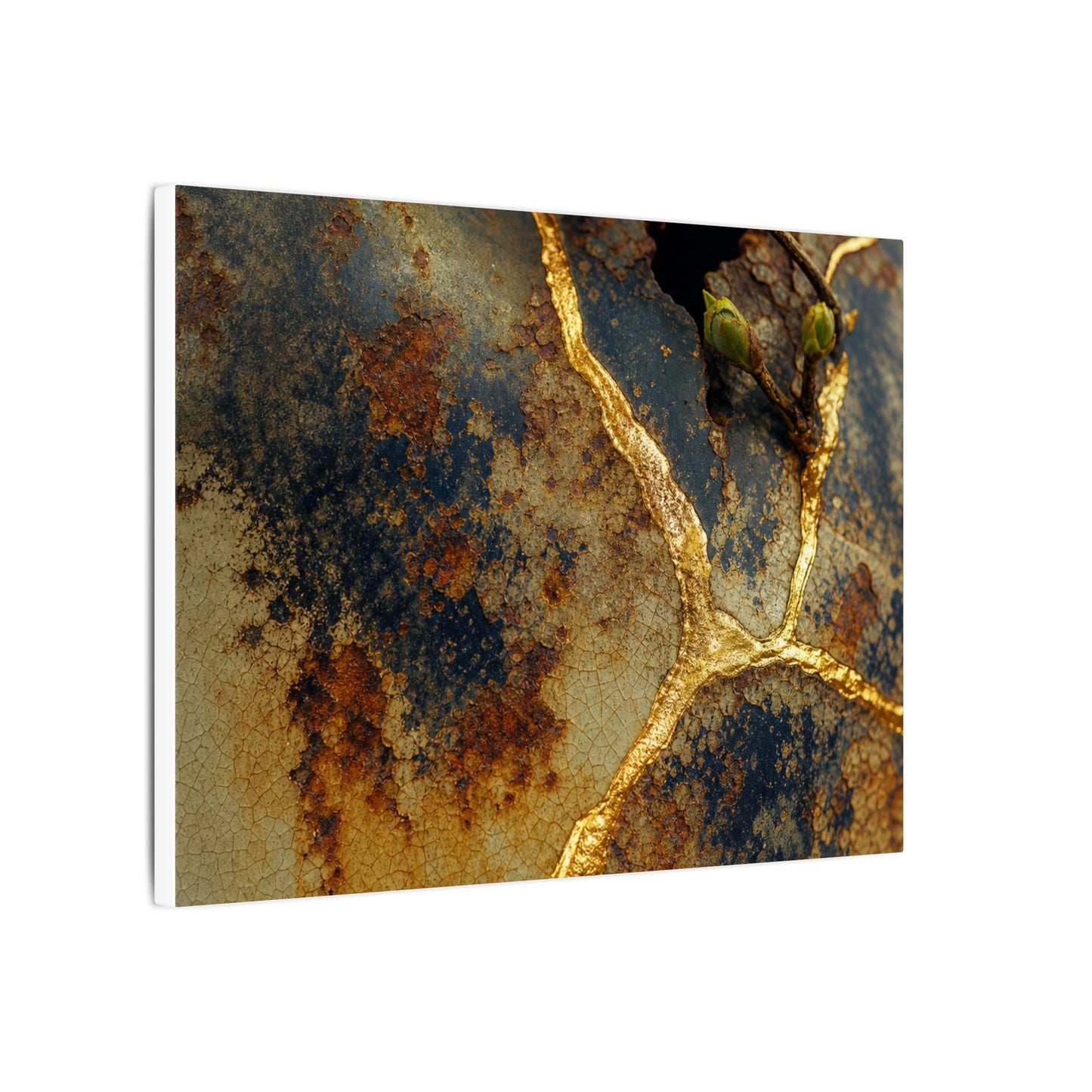 Datsuzoku Rust Patina Canvas Art - Kintsugi Crackle Gold