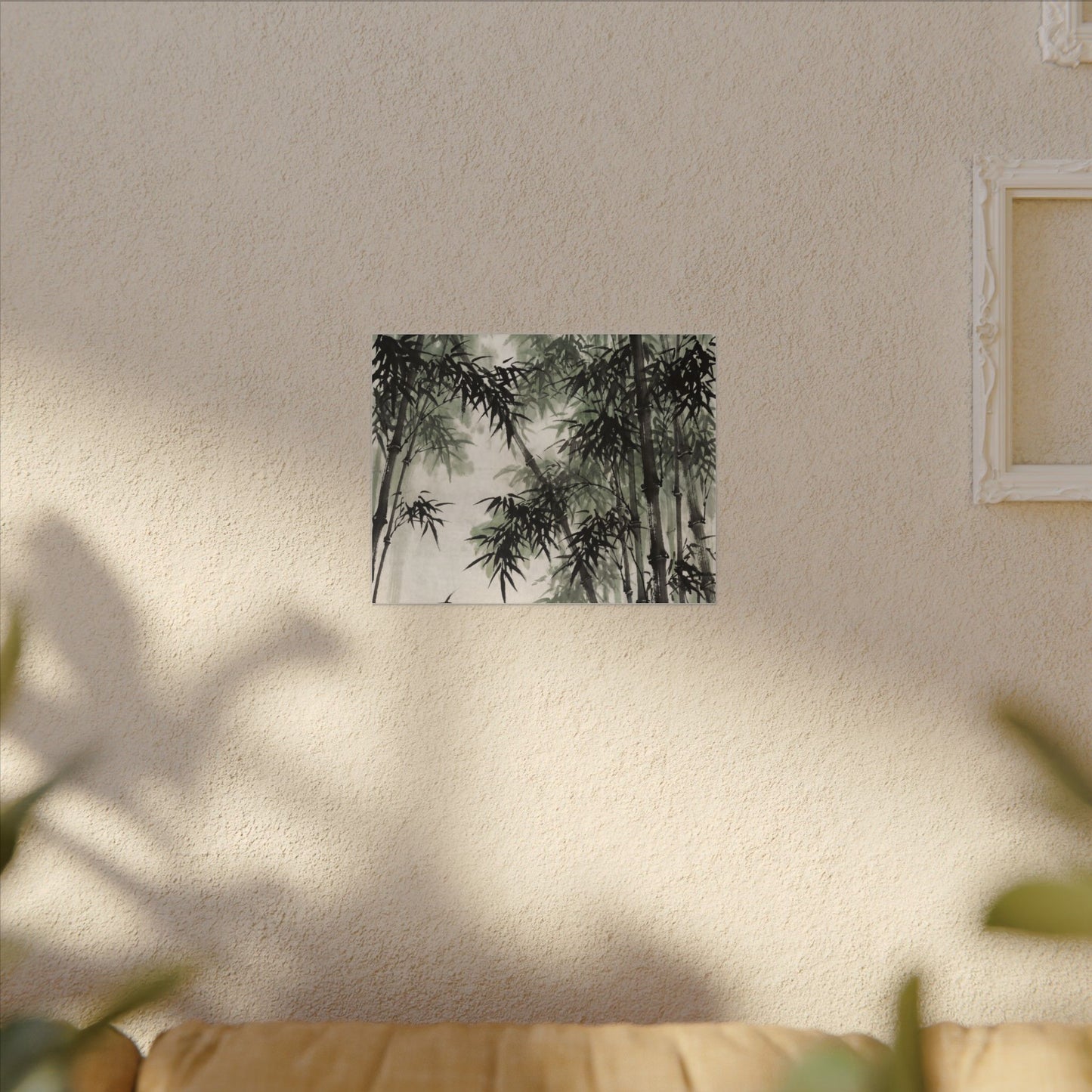 Zen Bamboo Grove in Overcast | Sumi E Canvas Art