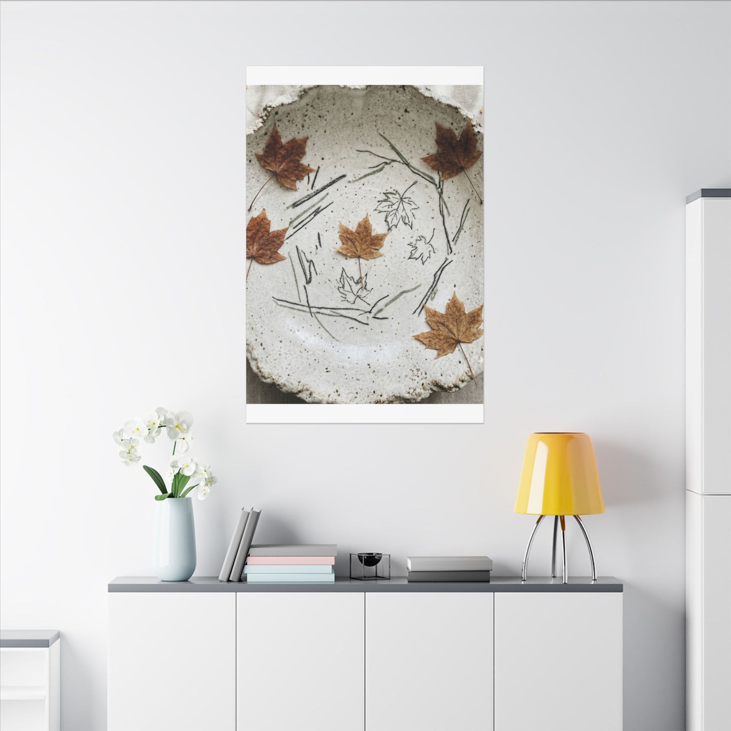 Ceramic Bowl Autumn Canvas Art | Japandi Elegant Design
