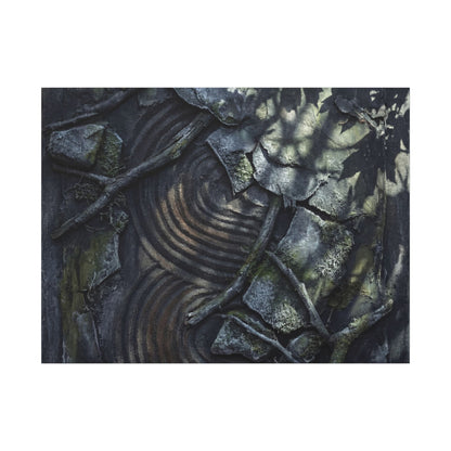 Rock Garden Canvas Art | Winter Dark Japandi Dark Texture Art