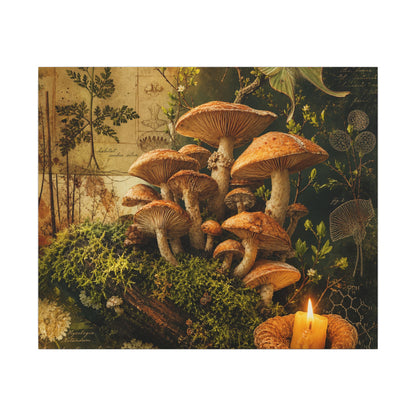 Spring Wild Mushrooms Herbarium Canvas Art | Earthy Decor